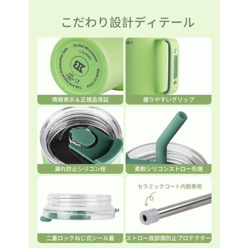 Blackube Ceramic Tumbler, Large Capacity (1200ml), Vacuum Insulated, Keeps Drinks Hot or Cold for 24 Hours, Spill-Resistant, with Straw, Handle, and L