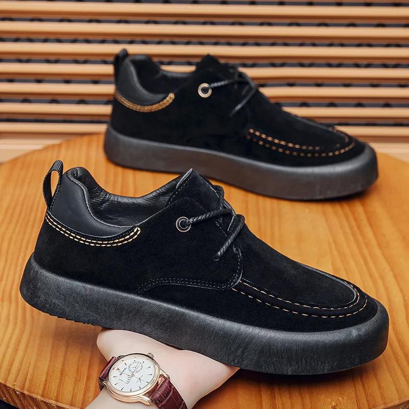 Men's Shoes British Style High Quality Retro Casual Shoes Flat Bottom Comfortable Loafers Leisure Business Work Shoes Masculino