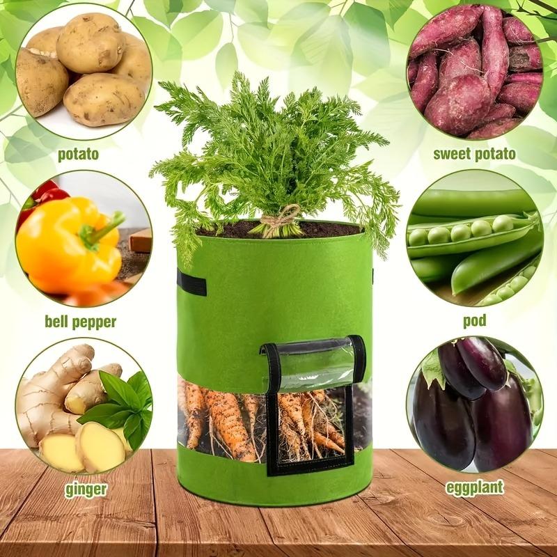 

1pc/ 5pcs Durable Garden Grow Bags - Lightweight, Breathable, Non-Woven Fabric, Visual Harvest Window, Drainage Feature