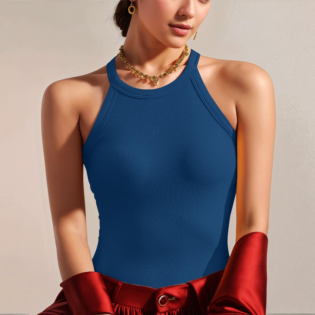 Women's Back Underwear With Chest Cushion Sleeveless Bottom Hanging Neck Tank Top