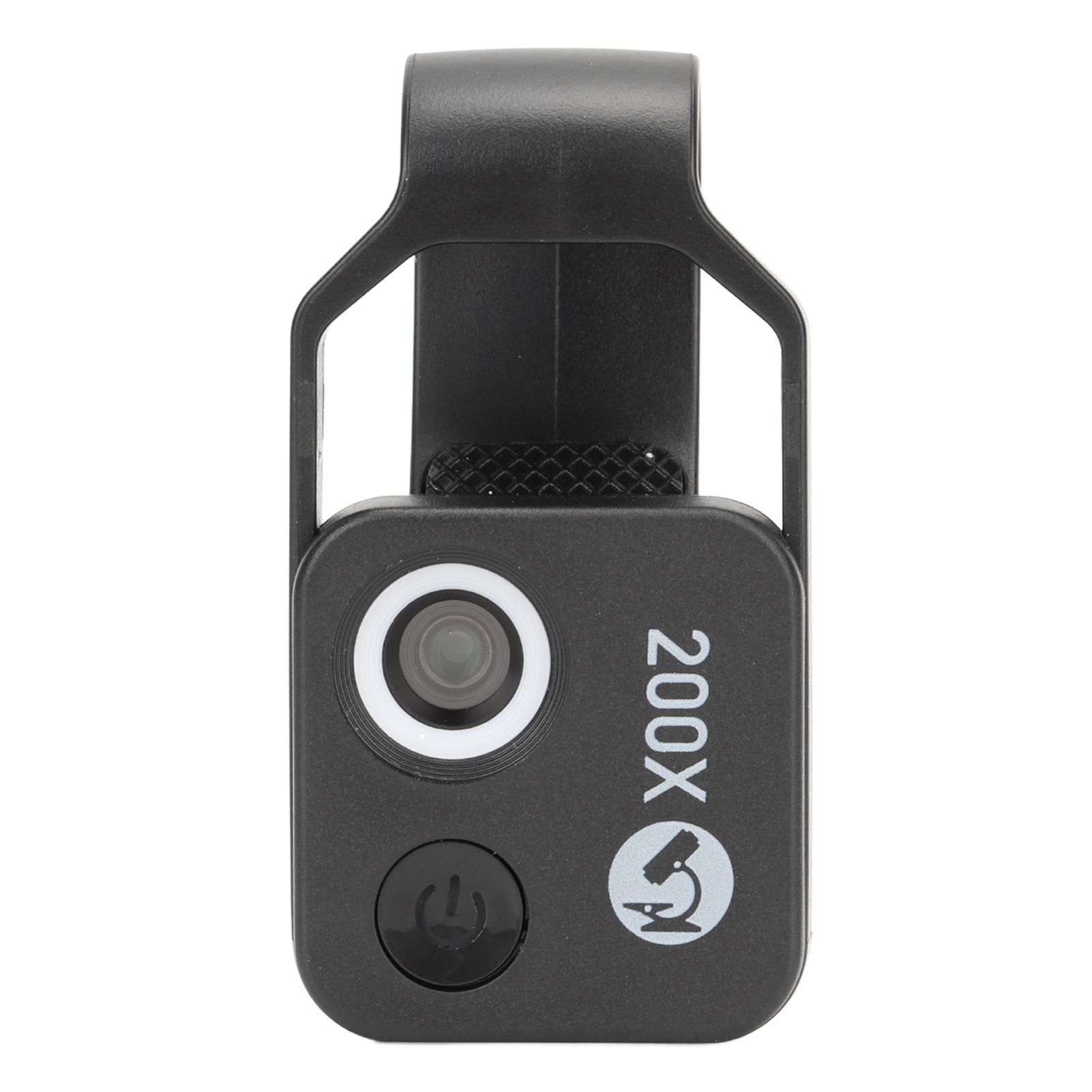 

200X Phone Mini Pocket Microscope Clip Design Phone Microscope with LED Light CPL for Jadestone Metal чёрный