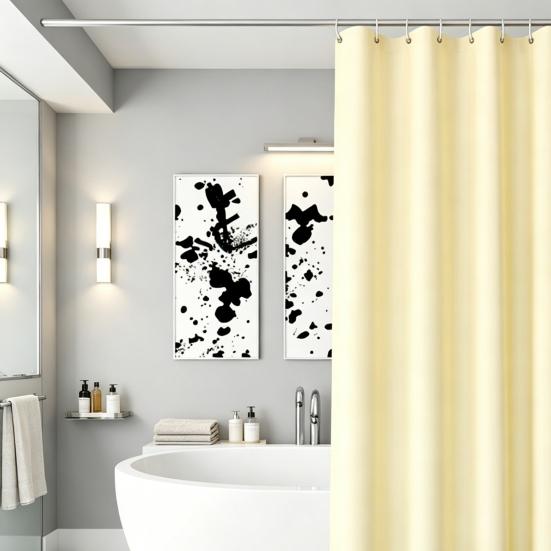Plastic Shower Liner, Modern Solid Color Bathroom Curtain, Waterproof Shower Curtain with Metal Grommets for Bathroom Decor