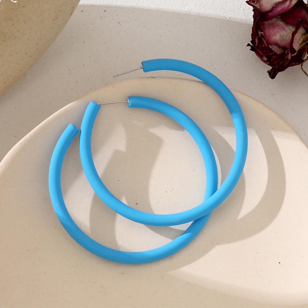 Geometric Round Personality Candy Color C-shaped Hoop Earrings Round Earrings Women Jewelry