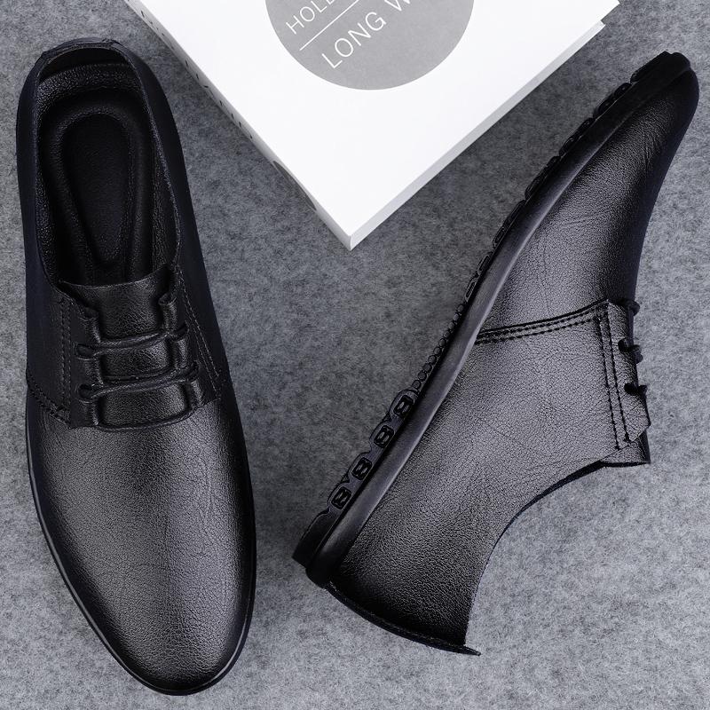 Fashion Spring Autumn Leather Oxford Shoes Business Men Walking Footwear Soft Casual Shoes Handmade Comfy Formal Dress Footwear Sneakers
