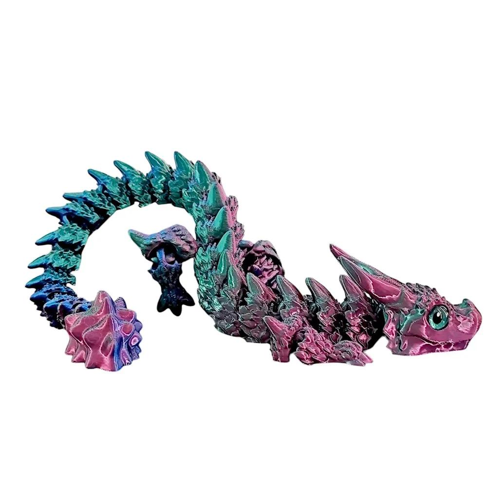 Simulated Eye 3D Printed Dragon All-In-One Molding Chinese Dragon 3D Printed Diceratops Dragon Rotatable Flexible