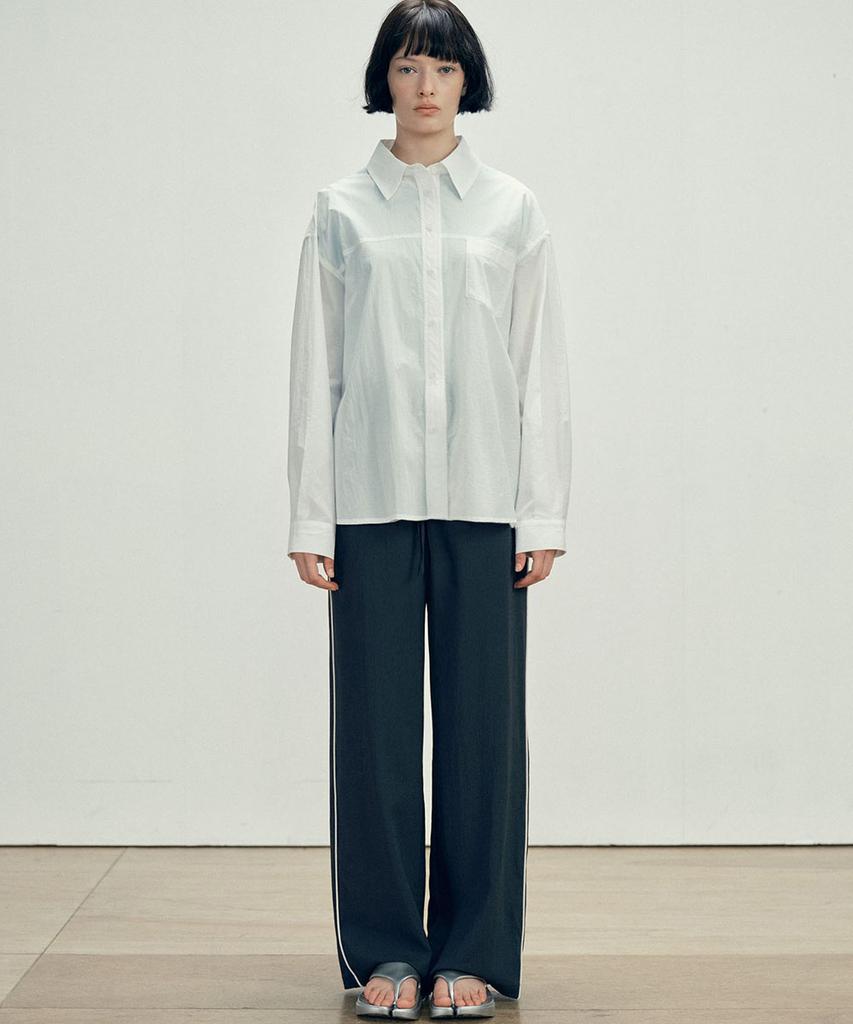 MALOUPE 4121 Summer Nylon Oversized Shirt (White)