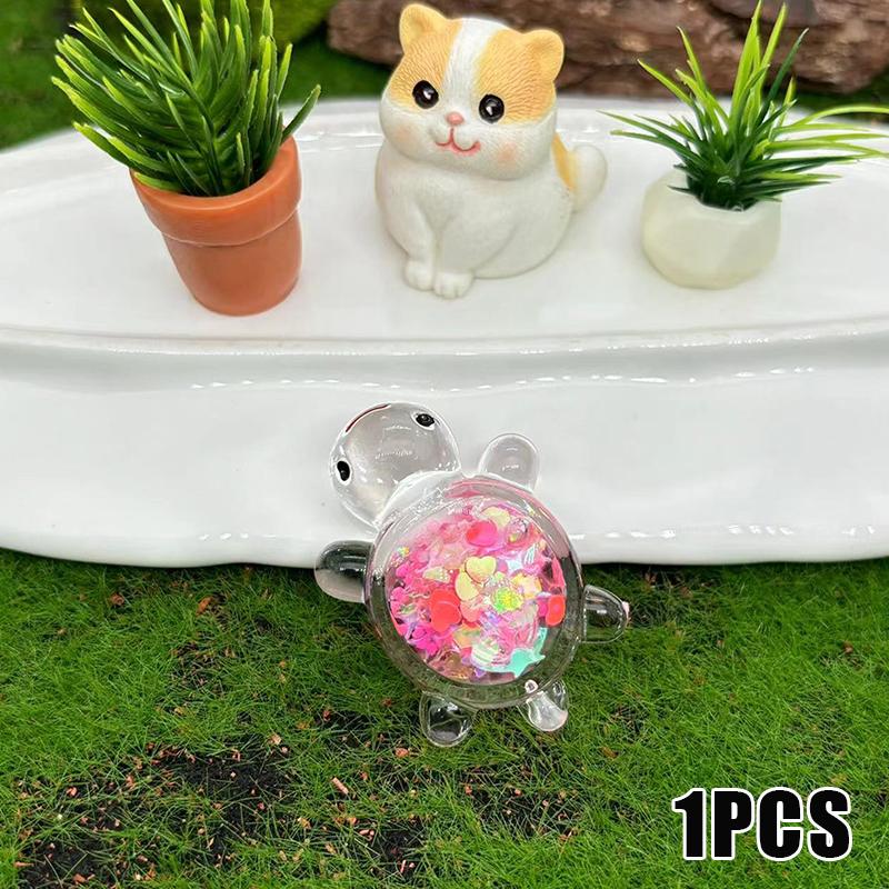 1ks Roztomilé průhledné svítící třpytky Velká želva Diy Trendy Play Doplňky Krémový gel Přívěsek taška na klíče