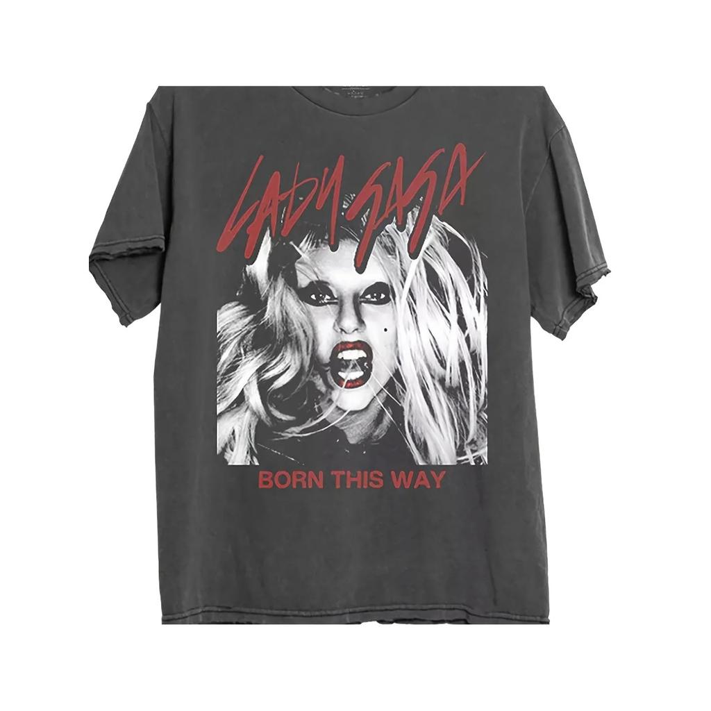 Cantante Famosa Americana LADY GAGA Poster Album Stampa Grafica Maglietta Streetwear Top Caldo Moda Larga Casual Oversize Cotone Uomo Donna Estate Nuova Maglietta