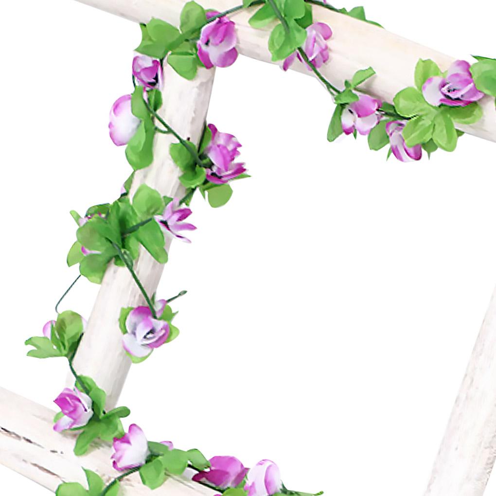 2Pcs Artficial Small Rose Flower Hanging Vine Plant Decoration for Wedding