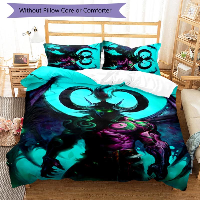 3pcs World of Warcraft characters2 pattern bedding set duvet cover set includes duvet cover &pillowcases, perfect all season bedroom decoration & gift
