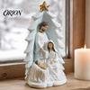 Small Holy Family Statue for Shelf Nativity Statue, Christmas Tree Resin Ornament, Hand-Painted Religious Home Decor Housewarming Tabletop Altar