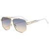 Trendy Euro-American Metal Double Bridge Irregular Sunglasses - Stylish, Casual, Versatile Sun Protection