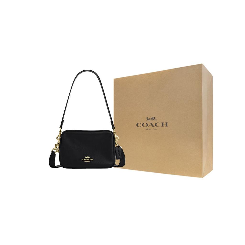 Coach Carey 19 Removable Handle Shoulder Bag Double Zipper Closure External Magnetic Pocket Leather Mini Unisex shoulder bag Black CEA02-IMBLK