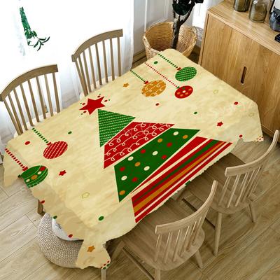 Christmas TableclotYear Pattern Rectangular Tablecloth Household Dining Table Coffee Table Cloth Antifouling Decorations