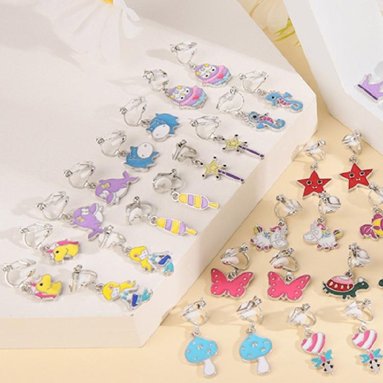 Pairs of 20 Earrings for Girls Star Plant Shape Non-pierced Earring for Teen