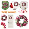 1.31Ft Tulip Flower Wreath Artificial Spring Wreath Mothers Day Floral Wall Hanging for Wall Window Party Wedding Front Door