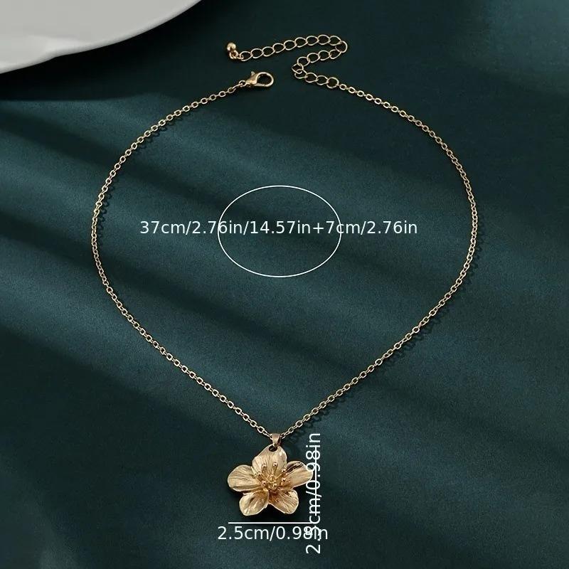 Golden Dopamine Flower Pendant Choker Necklace Elegant Bridal Wedding Gift for Women 2025 Trend Accessory Boho Style
