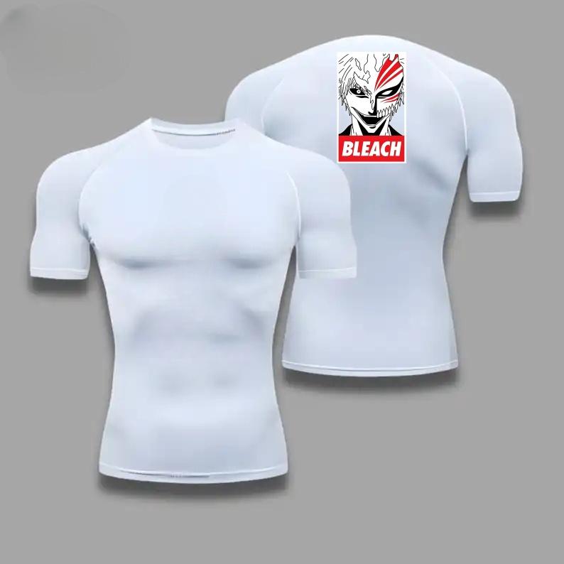 Bleach Men's Compressed Shirt Sports Quick Drying Fitness T-shirt Sweat-Absorbent Jogging Cycling Outdoor 8 Colors Short Sleeve