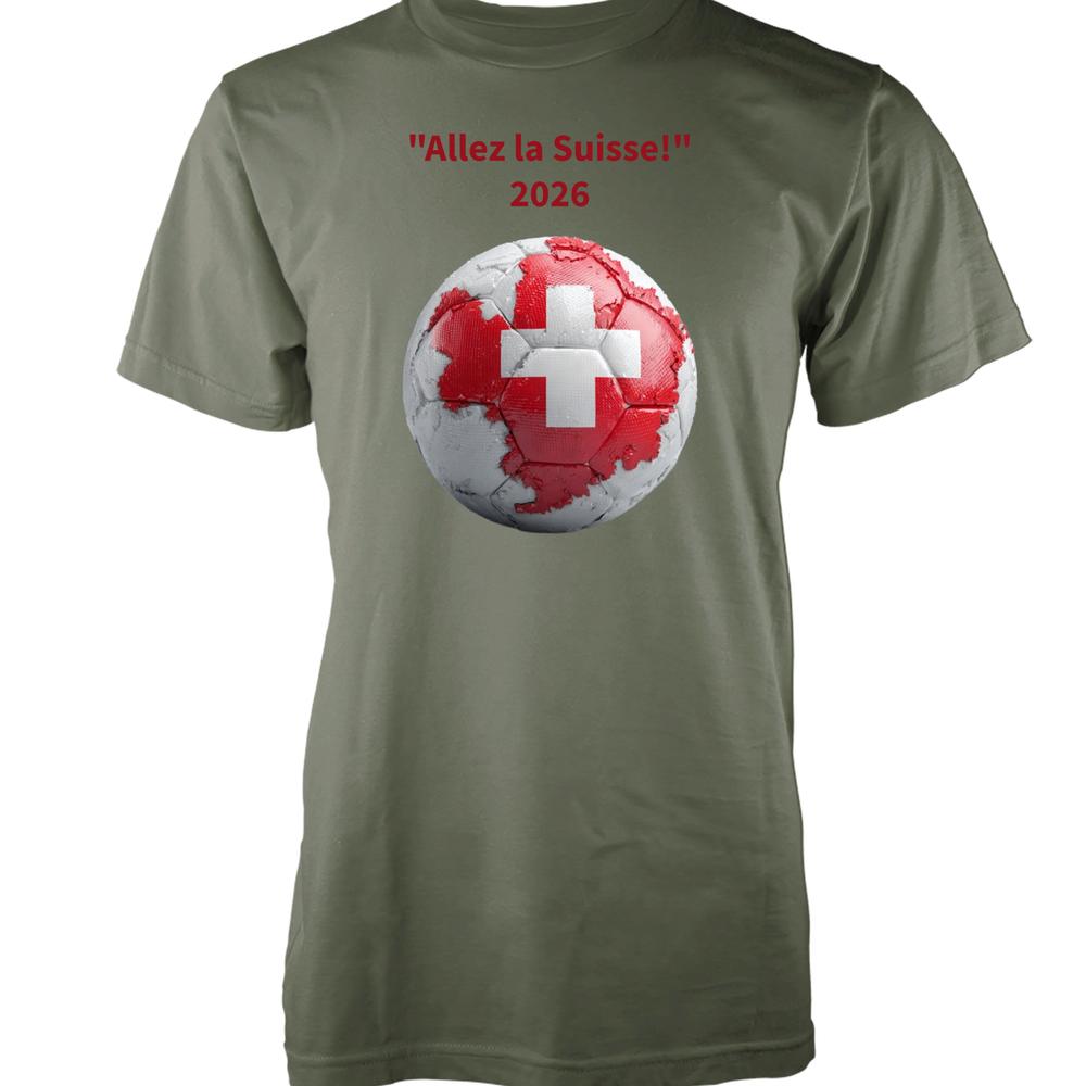 Free Personalisation 2026 World Cup Football Switzerland Cotton TShirt Adult S