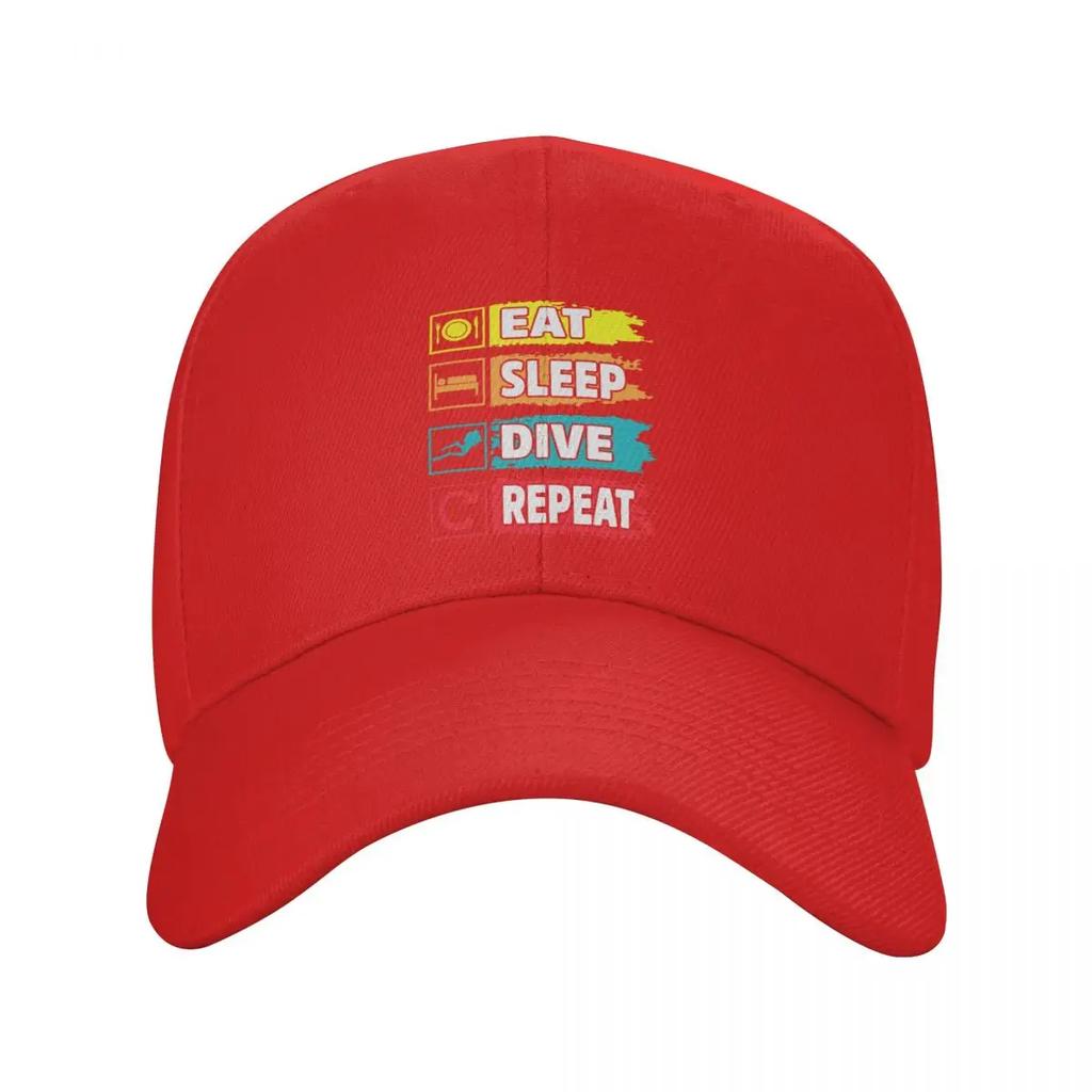 Custom Fashion Eat Sleep Dive Repeat Baseball Cap for Unisex Women Adjustable Diver Quote Dad Hat PerforUnisexce Snapback Hats