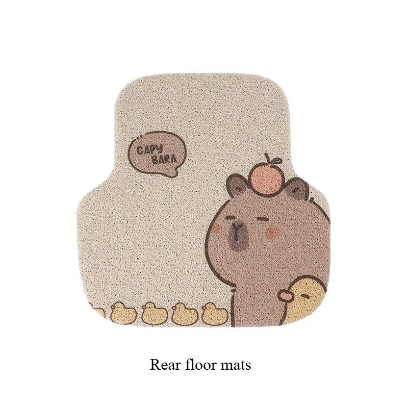 Universal Cute Capybara Car Floor Mat Set - Tailored Wire Mat Wear Resistant Stain Resistant Auto Mat Accessories