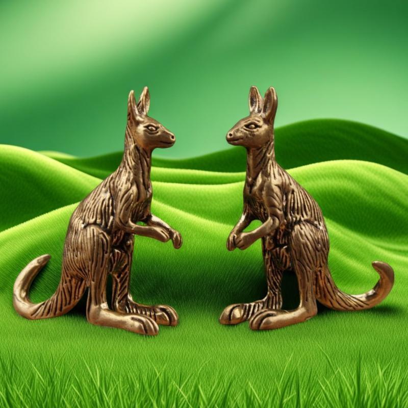 Brass Kangaroo Figurines Exquisite Carved Texture Retro Finish For Home Desktop Garden Decor Collection Gifts