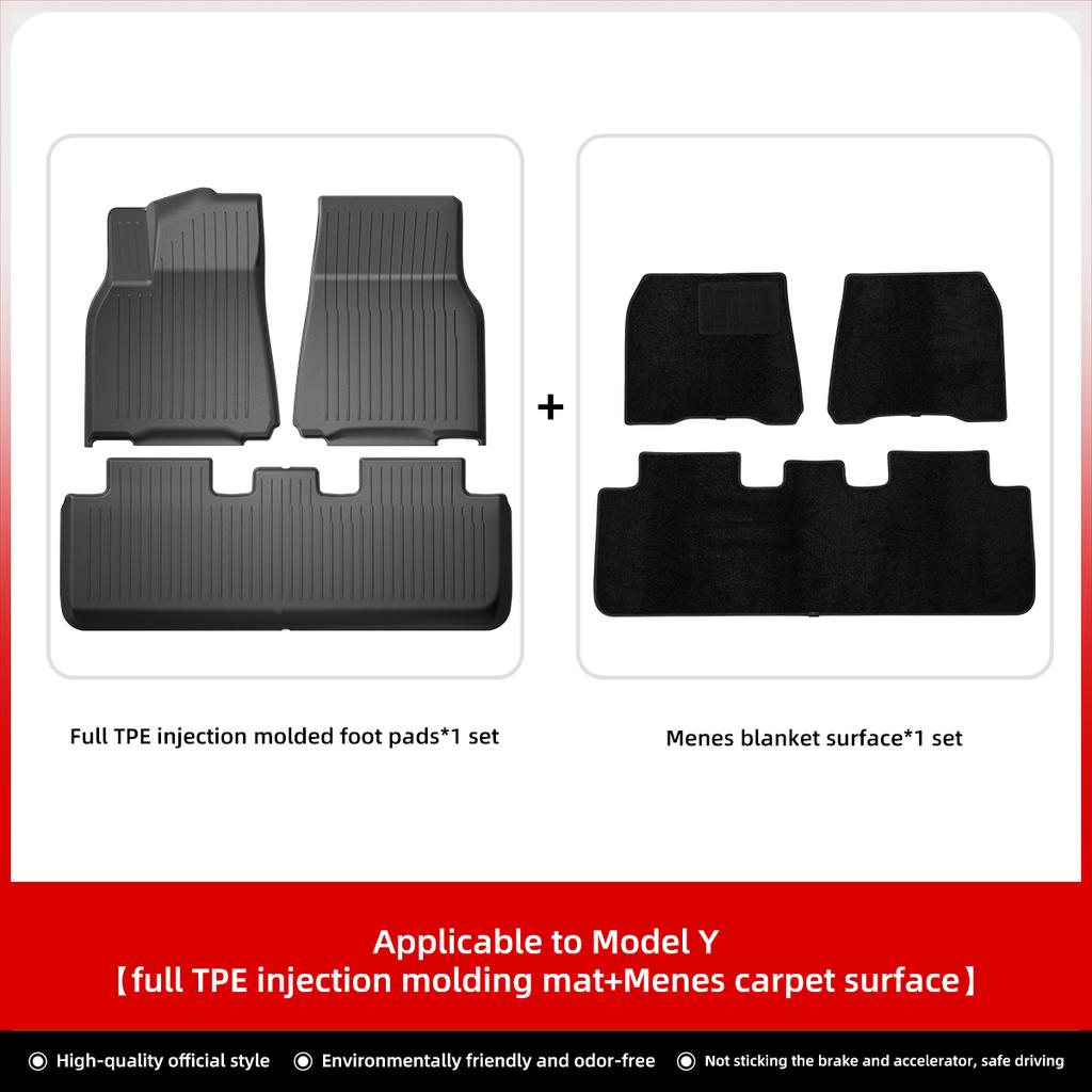 LUCKEASY For Tesla Model 3 Model Y TPE Waterproof Wear-resistant Foot Pad Car Modification Accessories Front And Rear Trunk Mat