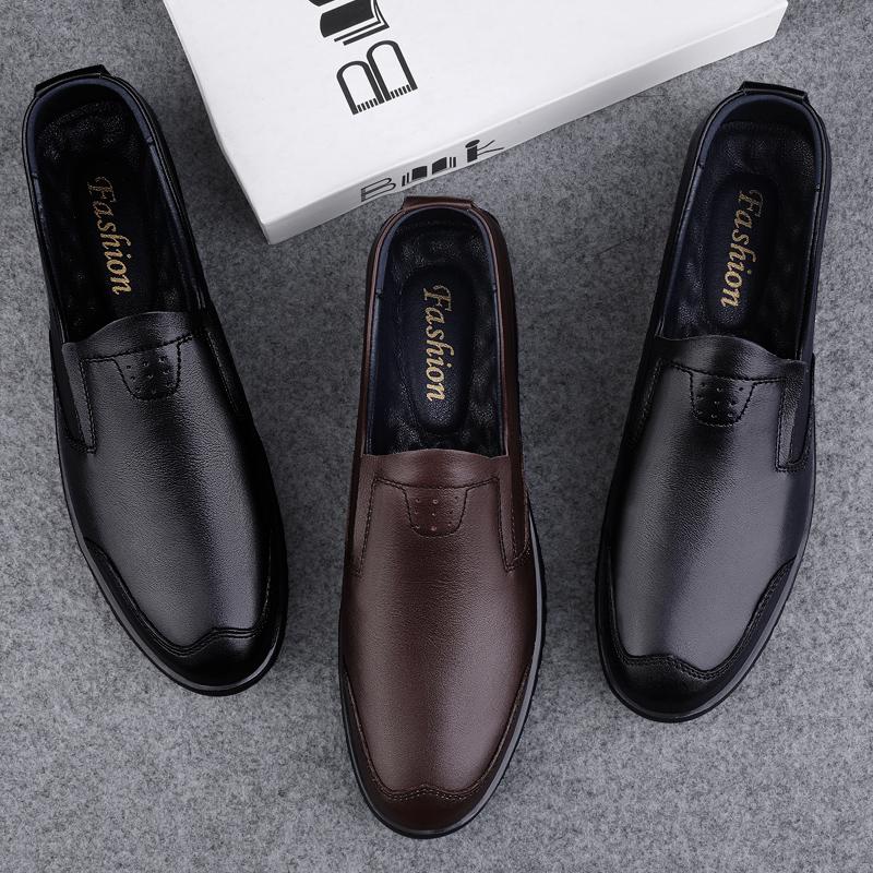 Модная кожаная повседневная обувь на мягкой подошве для мужчин Кожаные лоферы Удобные — фото 7
