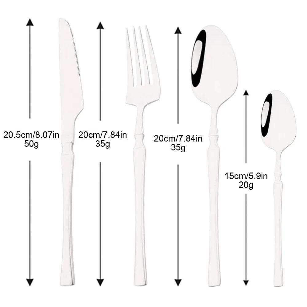 16Pcs Silver Dinnerware Set Knife Fork Coffee Spoon Cutlery Set Stainless Steel Flatware Western Kitchen Silverware Tableware