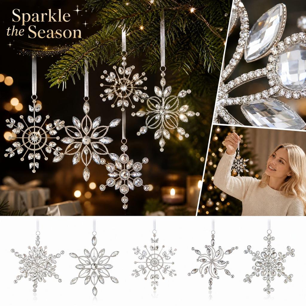 Christmas Snowflake Ornaments and Acrylic Hanging Decorations for Christmas Tree and Window Displays