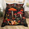 Mushroom Forest Animal Duvet Cover Set, Vintage Botanical Wildlife Bedding, 3D Printed Soft Microfiber Quilt Cover Pillowcase