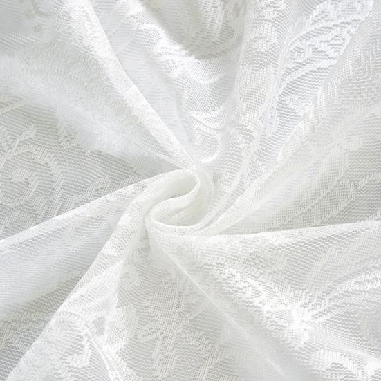 1 Panel White Lace Door Curtain, Sheer Room Divider Curtain, Retro Scalloped Floral Lace Curtain with Rod Pocket for Bedroom Balcony