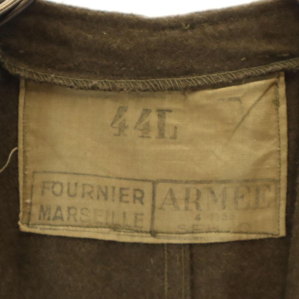 FRENCH ARMY 50s Vintage V Neck Wool Jacket 44L Khaki Women Used