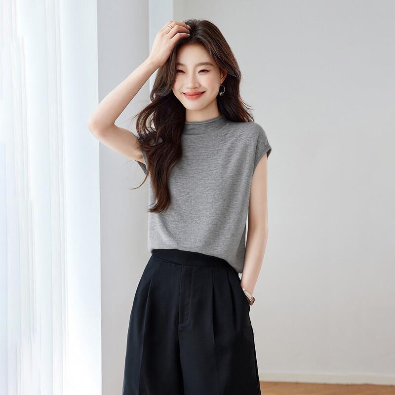 Srcr Women s Knitted Wool Short Sleeve Top L