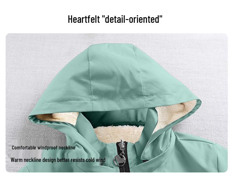 Woodpecker Women's Mid-Length Fleece Coat - 2025 Autumn/Winter Warm Thickened Windbreaker Jacket