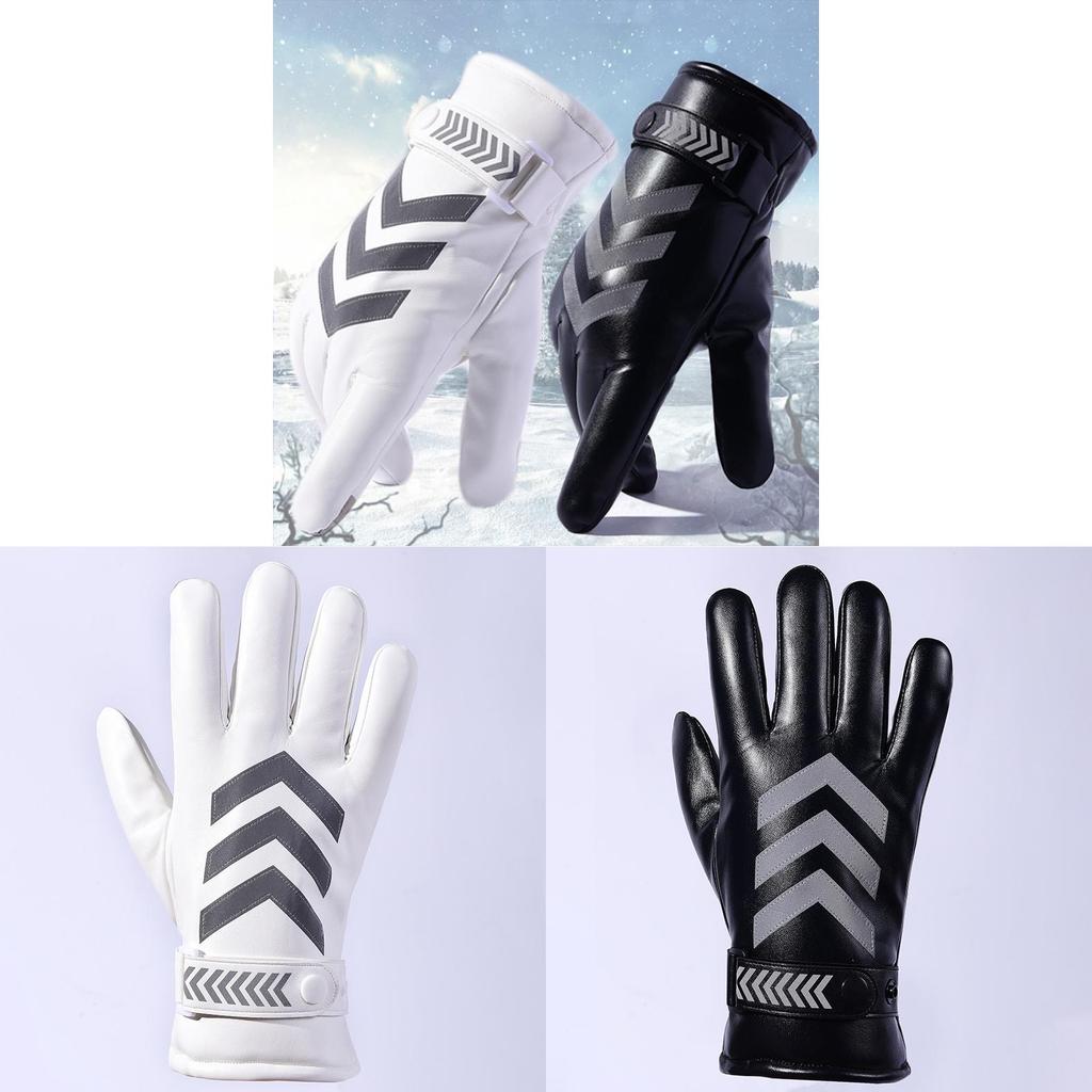 Pu Leather Mens Touchscreen Gloves For Winter Outdoor Cycling Commuting