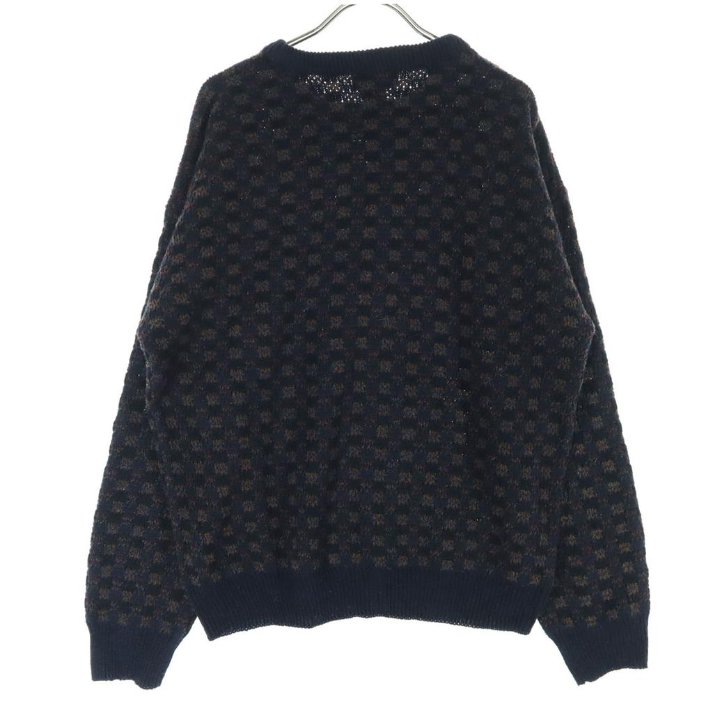 TOWNCRAFT 90er Jahre Altes Karomuster Langarm Strick L Marineblau System Herren Gebraucht