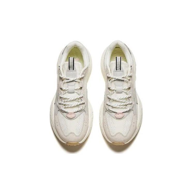 Anta Comfortable Minimalist Shock Absorbing Durable Low Top Casual Shoes Women Sneakers White Gray 122428853-1