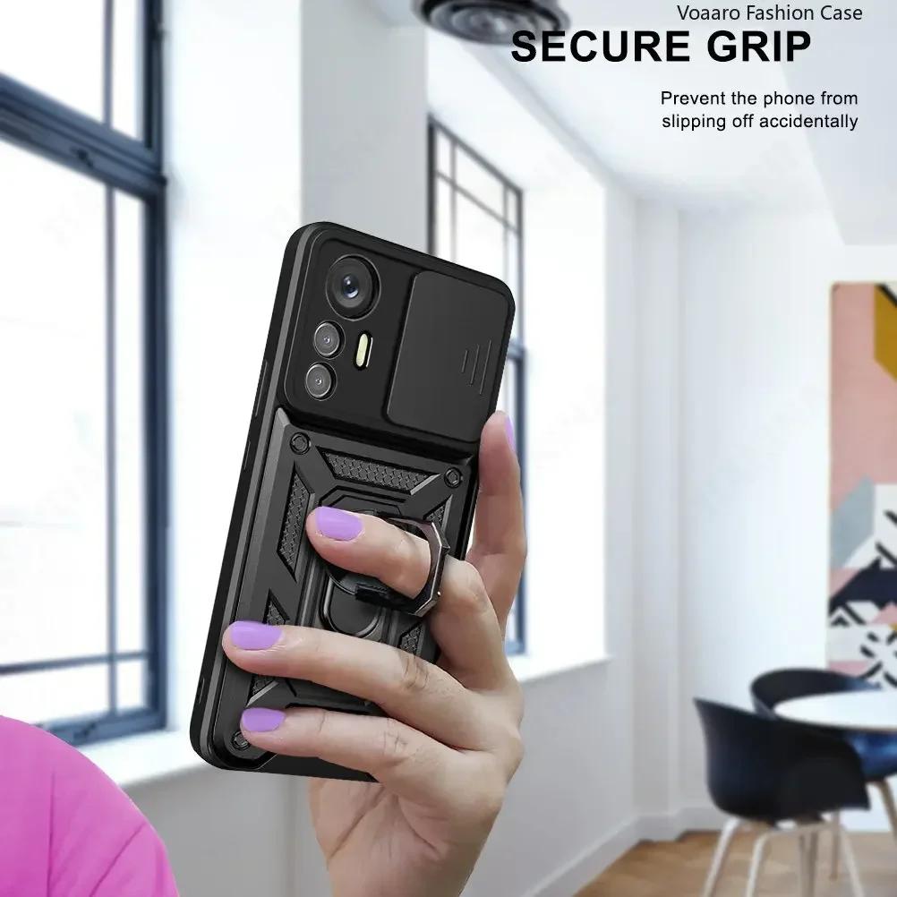 Slide LEns Armor Funda for Redmi Note 12S 12 13 13C 4G Case for Xiaomi Redmi Note 13 POCO X6 Pro M4 5G M5 Case Ring Holder Cover
