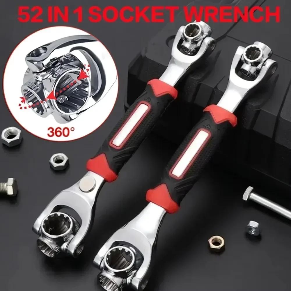52 In 1 Universal Wrench Set with 8 In 1 Socket Wrench 360 Degree Rotating Adjustable Hand Tool for Home Car Repair