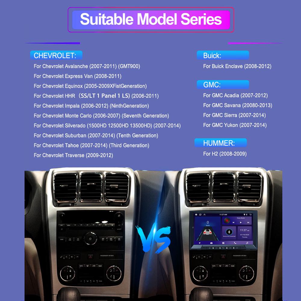 Chevrolet GMC In-Car Navigation Android GPS HD Reverse Camera & CarPlay Player