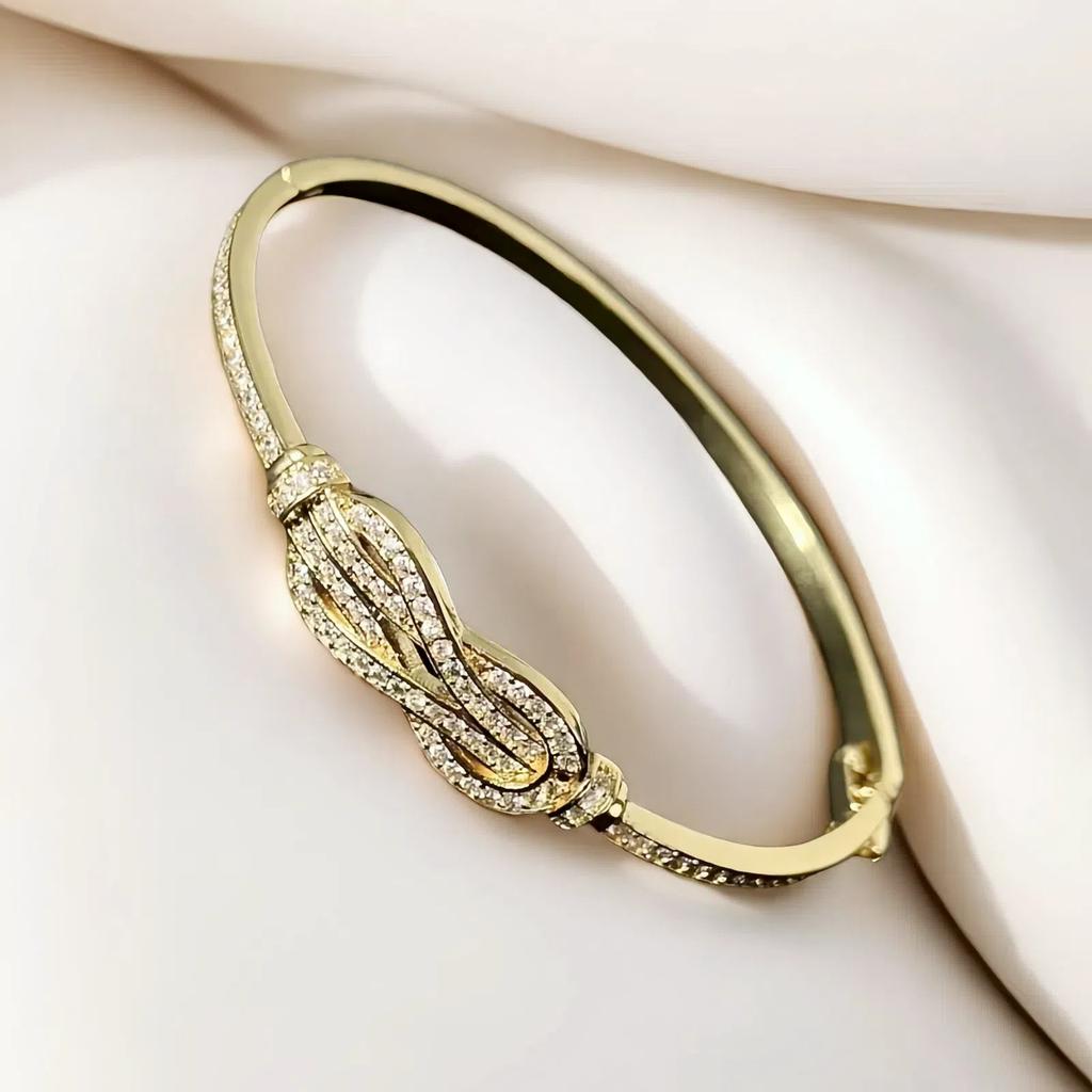 2026 Knot Bracelet Women's Premium Light Luxury Diamond Plated 18K Gold Kink Bracelet Jewelry Hand Jewelry
