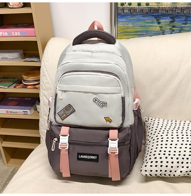 

Школьный рюкзак на двойных лямках, большой вместимости, простой, износостойкий, водонепроницаемый рюкзак, новый модный рюкзак с защитой спины