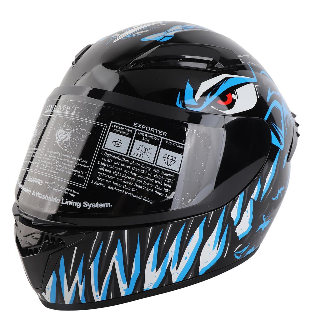 Full Face Motorcycle Helmet Street Bike Helmet for Men Women Unisex Good Breathability with Safety Buckle Blue L