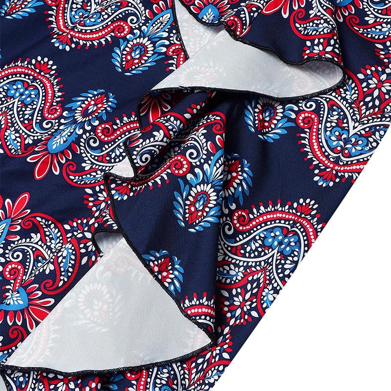 Robes Imprimées Élégantes à Col en V et Manches Longues pour Femmes Grandes Tailles