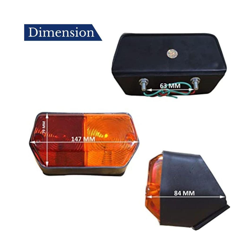 Pair of Rear Tail Light Assembly & Flasher Lamps for Ebro Tractor | Universal 3-Function Tail Light Set Brake, Tail & Indicator