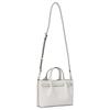 MICHAEL KORS Carson Silver Metal Logo Charm Coated Canvas Handbag Small Women's White