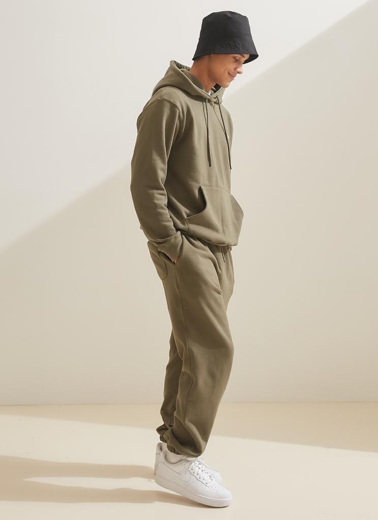 MITTA Heavy Terry Logo Jogger Training Pants - Khaki