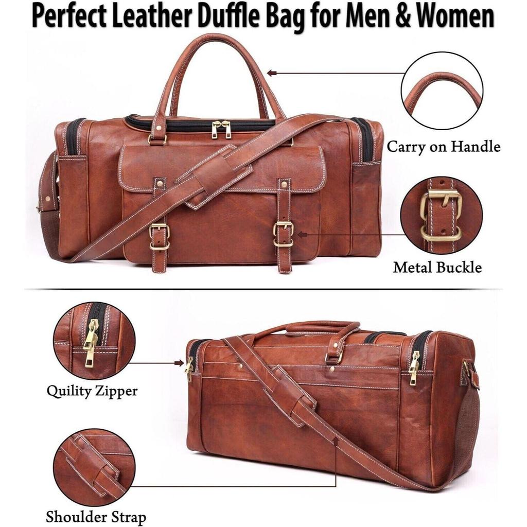 Biggest Largest Leather Duffle Bag, Men Overnight Carry On Travel Luggage Gym