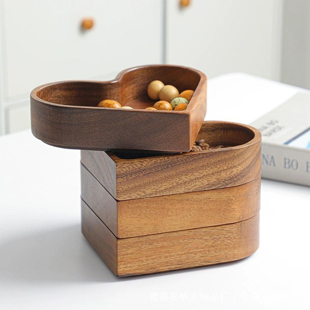 Heart-Shaped Wooden Serving Trays for Home Decor & Food - Decorative Wood Trays for Candy, Sushi, Dessert, Valentine’s Day Gift